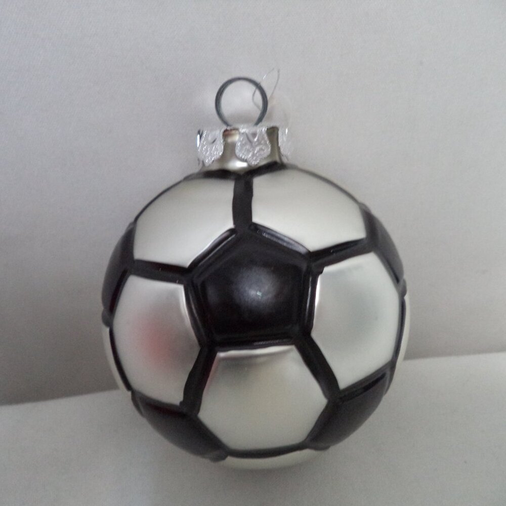 Masters on Silk Krebs Christmas Soccer Ball Ornament glass hand painted NEW NIB - Picture 2 of 6